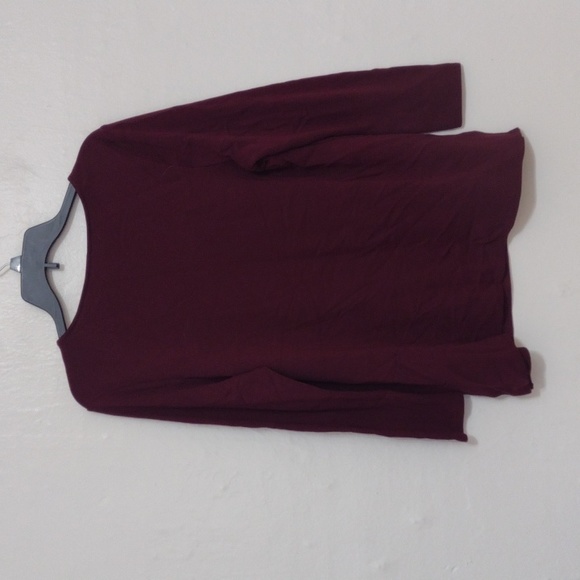 Chico's Burgundy Faux Suede Pullover Long Sleeve Top Size 2p or US Lp - Picture 5 of 8